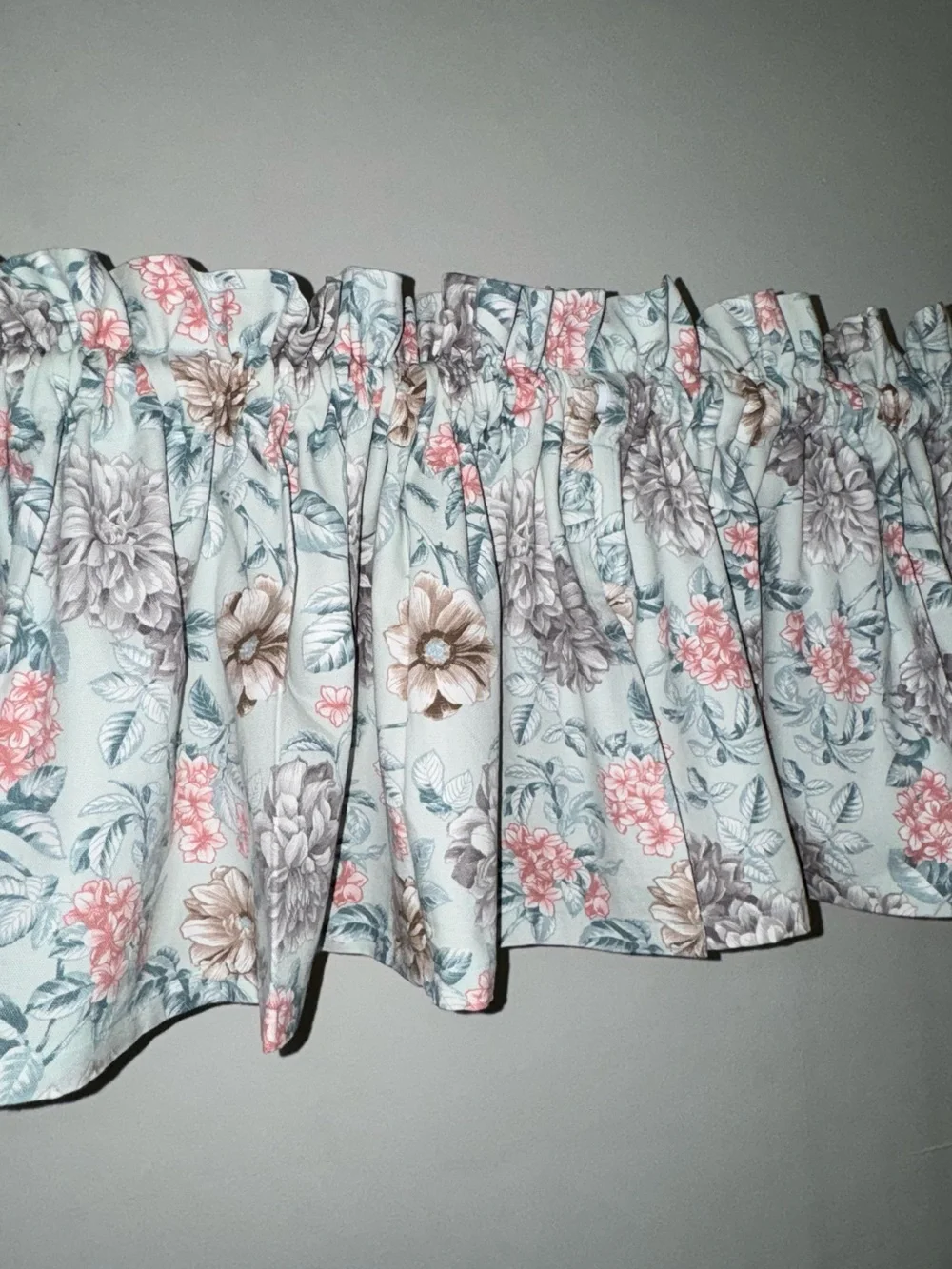 New Set Of 2 Floral Valance Curtain - Light Blue